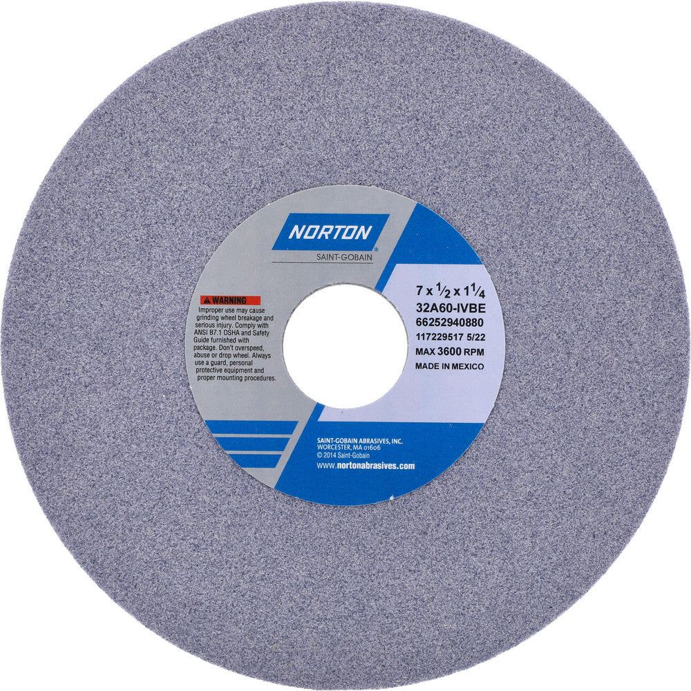 Norton 66252940880 Surface Grinding Wheel 7" Dia, 1/2" Thick, 1-1/4" Hole, 60 Grit, I Hardness
