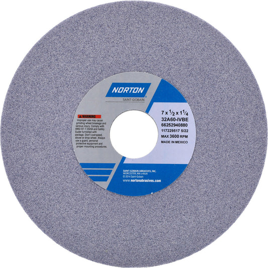 Norton 66252940880 Surface Grinding Wheel 7" Dia, 1/2" Thick, 1-1/4" Hole, 60 Grit, I Hardness
