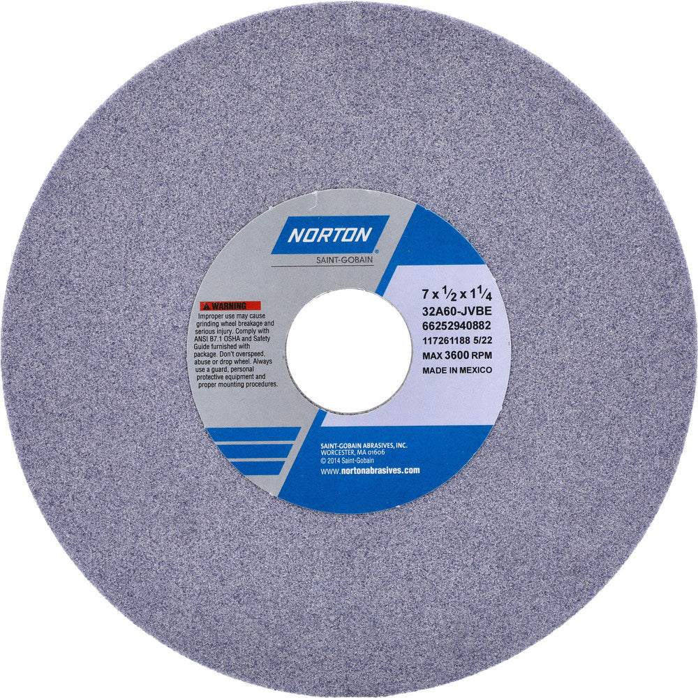 Norton 66252940882 Surface Grinding Wheel 7" Dia, 1/2" Thick, 1-1/4" Hole, 60 Grit, J Hardness