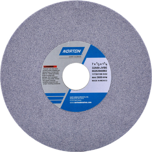 Norton 66252940882 Surface Grinding Wheel 7" Dia, 1/2" Thick, 1-1/4" Hole, 60 Grit, J Hardness