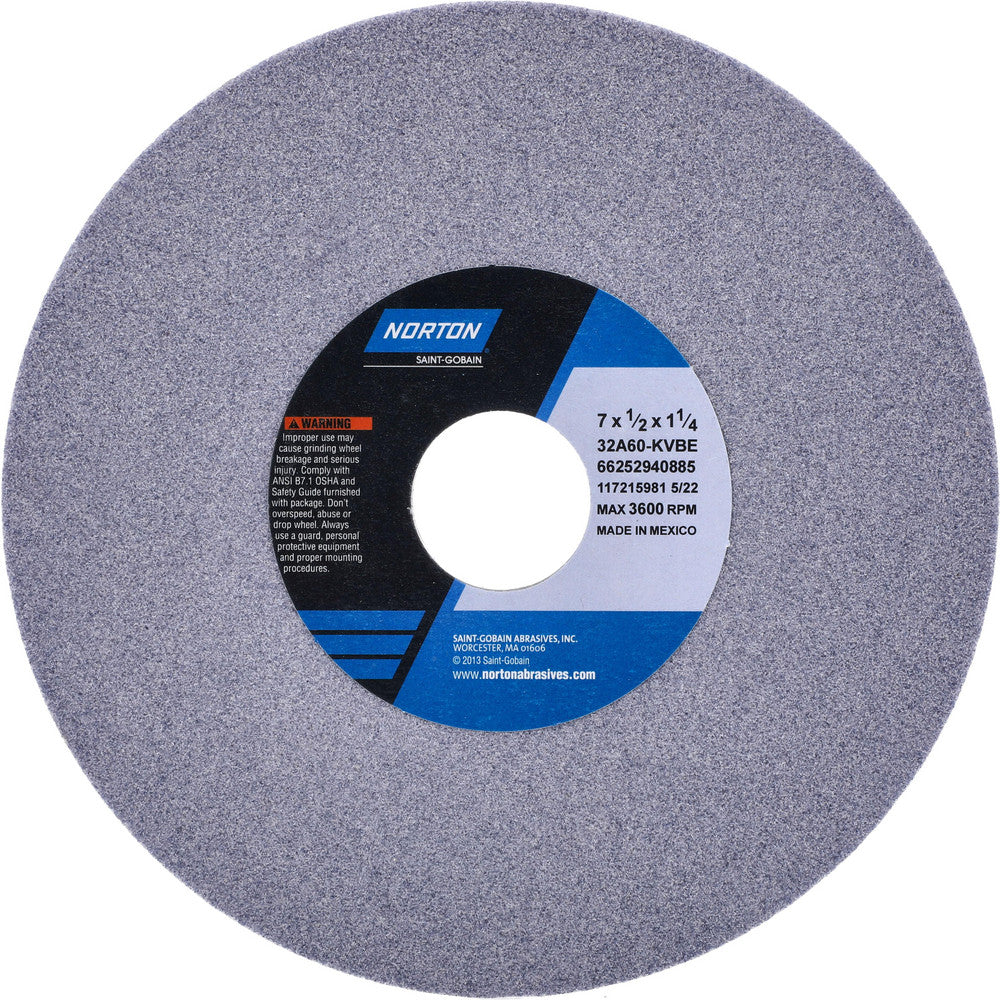 Norton 66252940885 Surface Grinding Wheel 7" Dia, 1/2" Thick, 1-1/4" Hole, 60 Grit, K Hardness