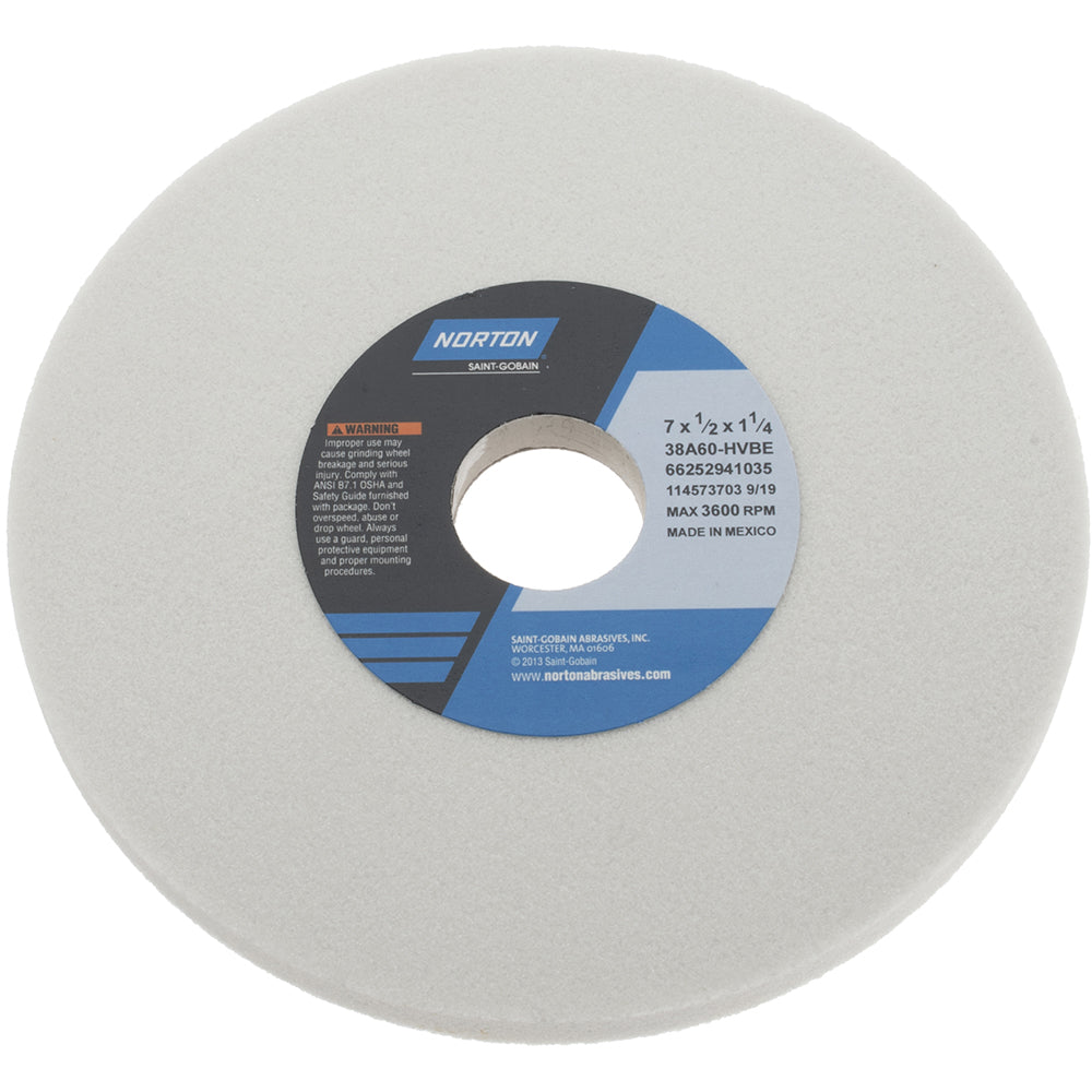 Norton 66252941035 Surface Grinding Wheel 7" Dia, 1/2" Thick, 1-1/4" Hole, 60 Grit, H Hardness
