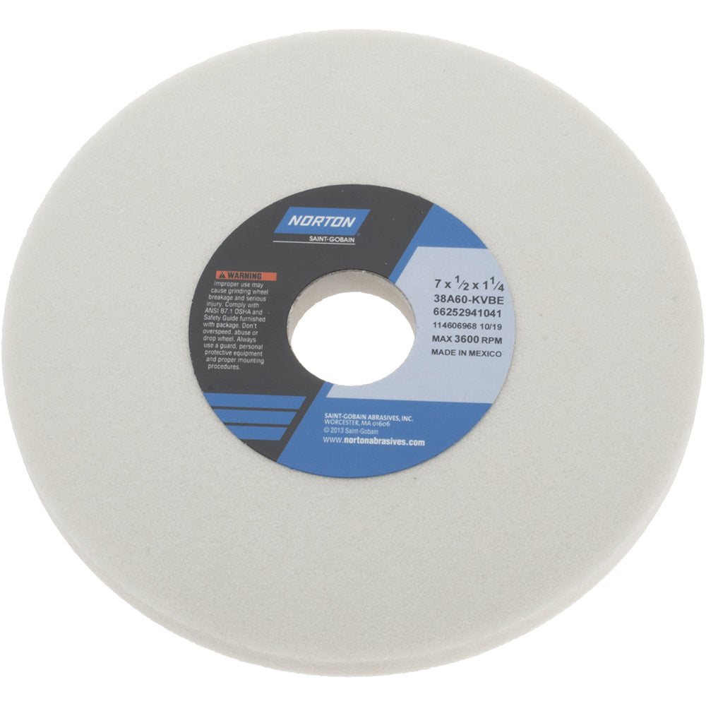 Norton 66252941041 Surface Grinding Wheel 7" Dia, 1/2" Thick, 1-1/4" Hole, 60 Grit, K Hardness