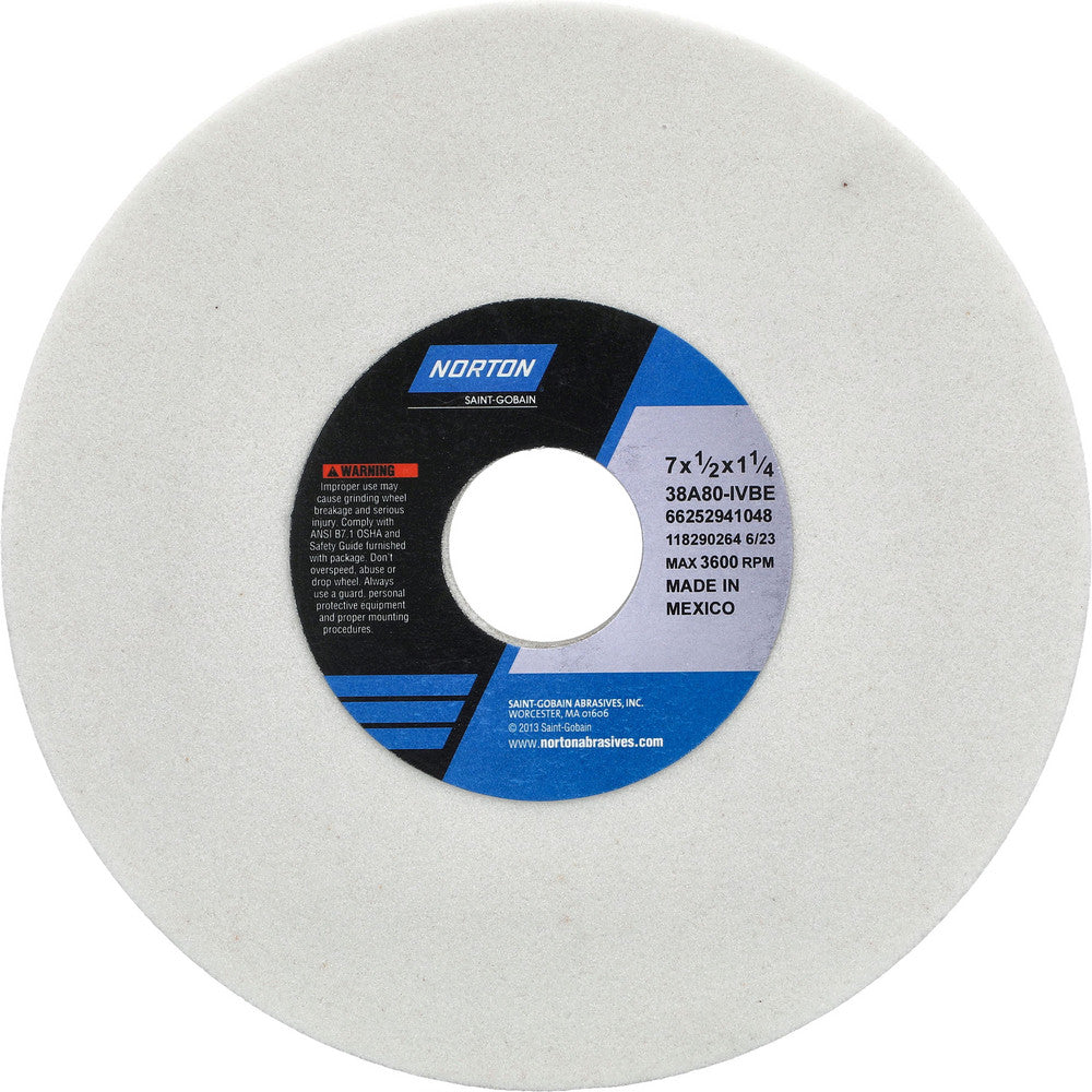 Norton 66252941048 Surface Grinding Wheel 7" Dia, 1/2" Thick, 1-1/4" Hole, 80 Grit, I Hardness