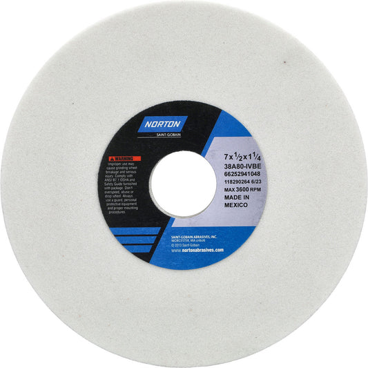 Norton 66252941048 Surface Grinding Wheel 7" Dia, 1/2" Thick, 1-1/4" Hole, 80 Grit, I Hardness