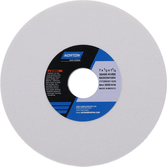 Norton 66252941054 Surface Grinding Wheel 7" Dia, 1/2" Thick, 1-1/4" Hole, 80 Grit, K Hardness