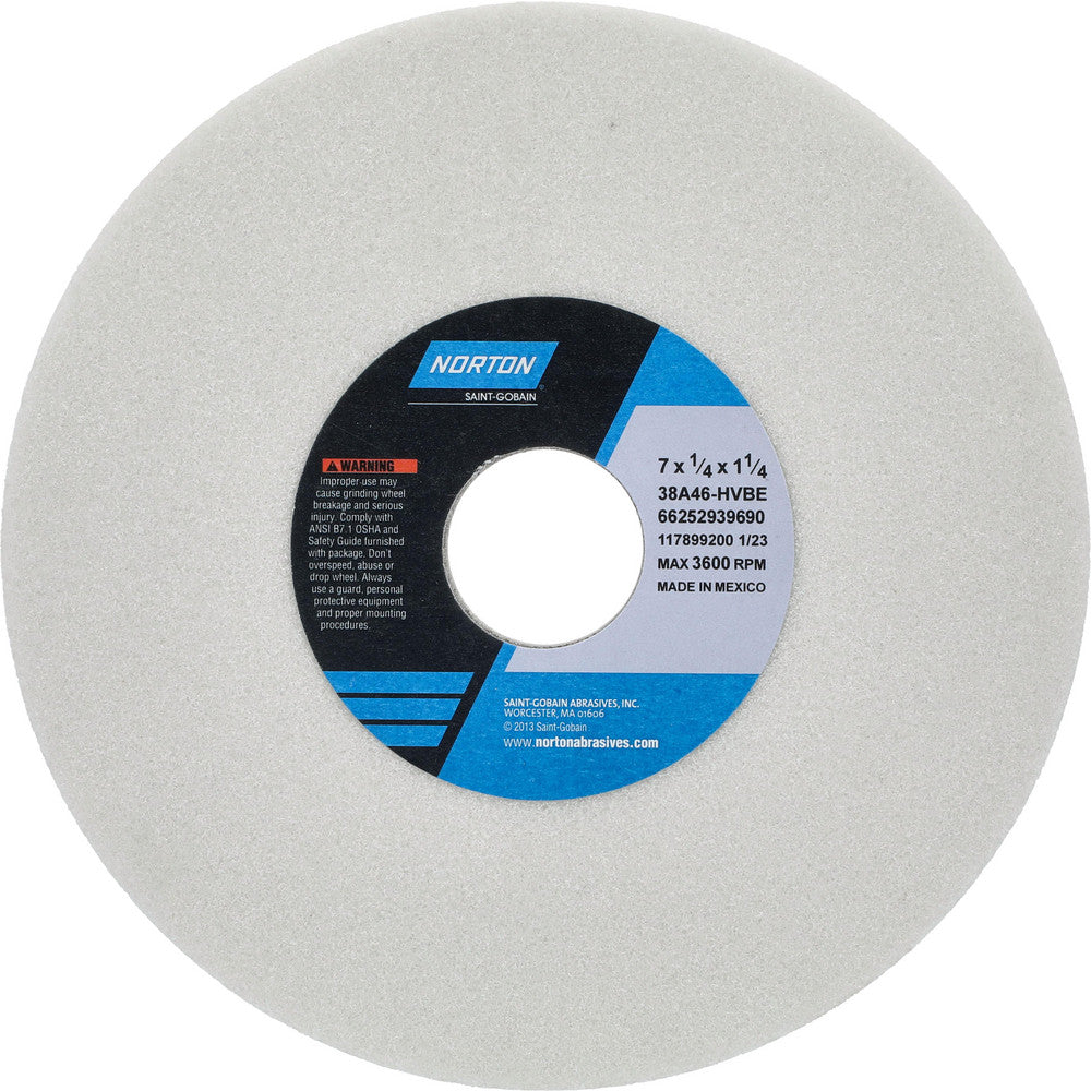 Norton 66252939690 Surface Grinding Wheel 7" Dia, 1/4" Thick, 1-1/4" Hole, 46 Grit, H Hardness