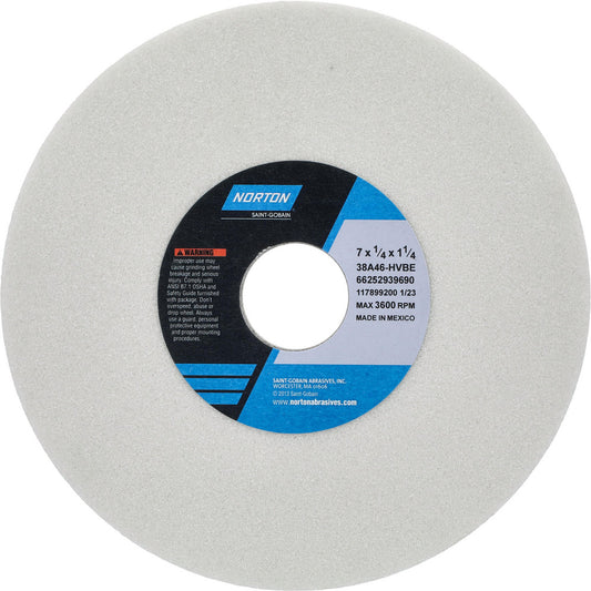 Norton 66252939690 Surface Grinding Wheel 7" Dia, 1/4" Thick, 1-1/4" Hole, 46 Grit, H Hardness