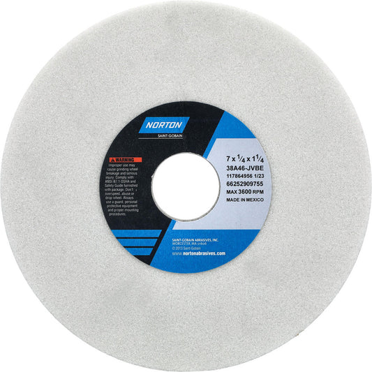 Norton 66252909755 Surface Grinding Wheel 7" Dia, 1/4" Thick, 1-1/4" Hole, 46 Grit, J Hardness
