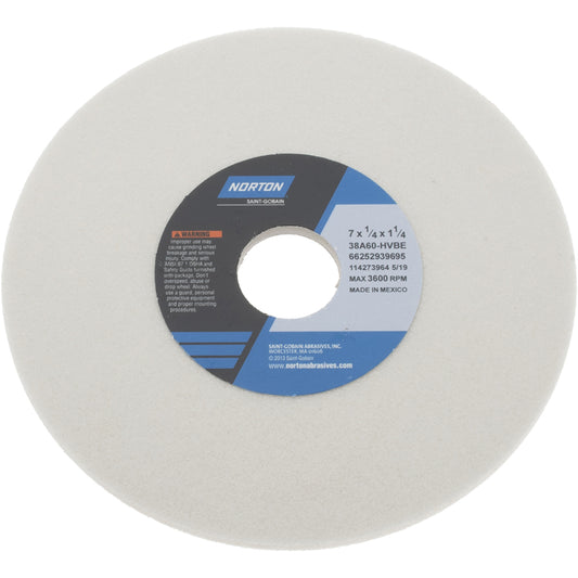 Norton 66252939695 Surface Grinding Wheel 7" Dia, 1/4" Thick, 1-1/4" Hole, 60 Grit, H Hardness