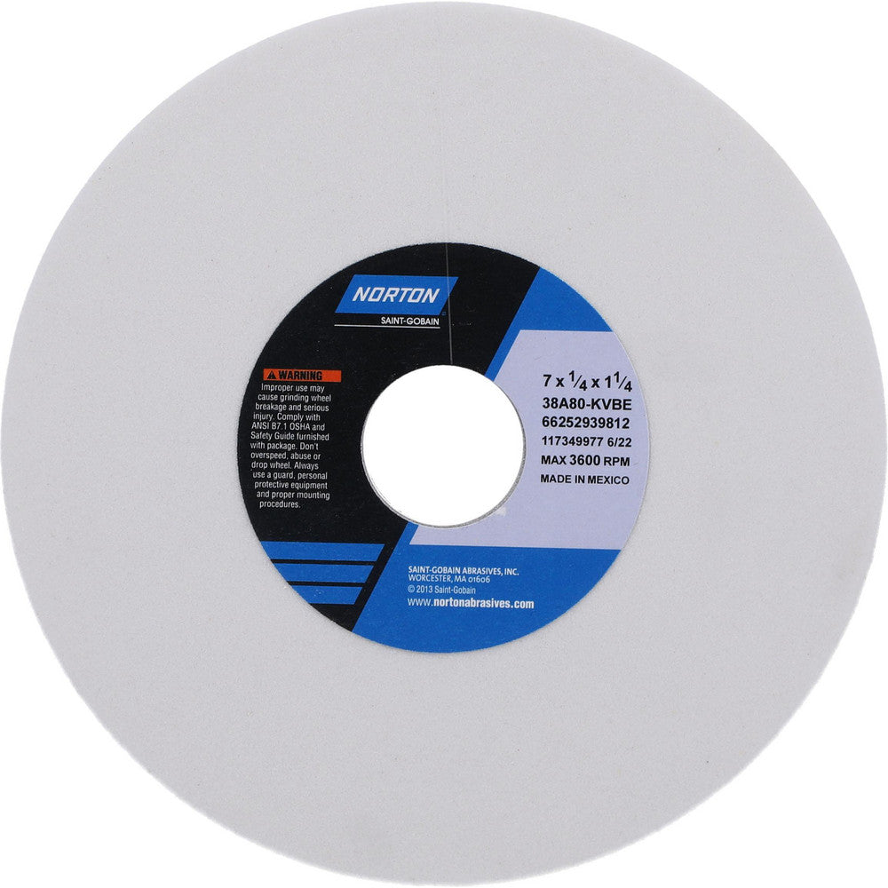 Norton 66252939812 Surface Grinding Wheel 7" Dia, 1/4" Thick, 1-1/4" Hole, 80 Grit, K Hardness