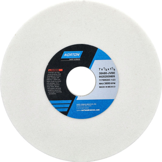 Norton 66252939809 Surface Grinding Wheel 7" Dia, 1/4" Thick, 1-1/4" Hole, 80 Grit, J Hardness
