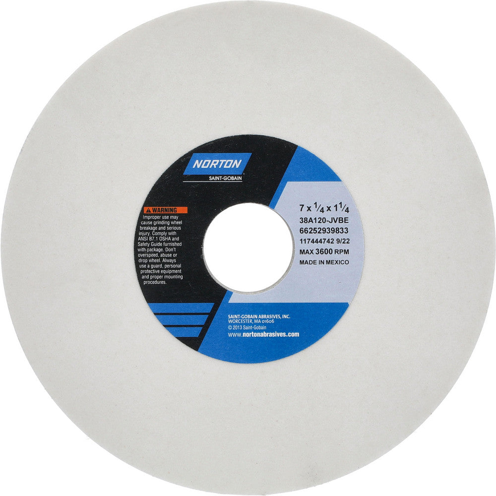 Norton 66252939833 Surface Grinding Wheel 7" Dia, 1/4" Thick, 1-1/4" Hole, 120 Grit, J Hardness