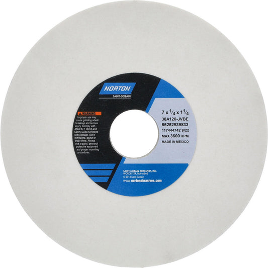 Norton 66252939833 Surface Grinding Wheel 7" Dia, 1/4" Thick, 1-1/4" Hole, 120 Grit, J Hardness