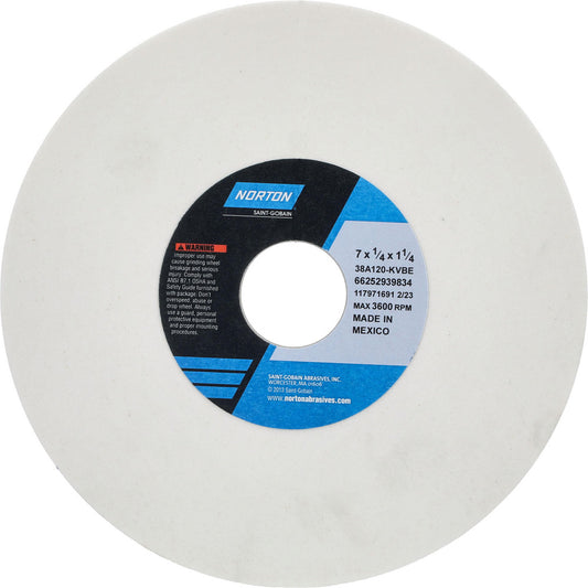 Norton 66252939834 Surface Grinding Wheel 7" Dia, 1/4" Thick, 1-1/4" Hole, 120 Grit, K Hardness