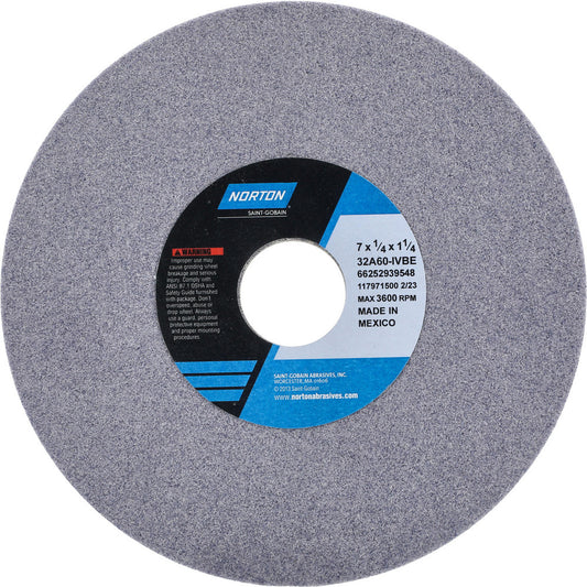 Norton 66252939548 Surface Grinding Wheel 7" Dia, 1/4" Thick, 1-1/4" Hole, 60 Grit, I Hardness