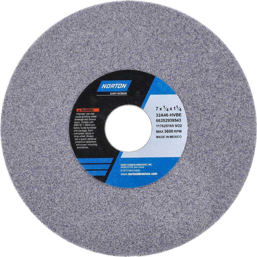 Norton 66252939543 Surface Grinding Wheel 7" Dia, 1/4" Thick, 1-1/4" Hole, 46 Grit, H Hardness