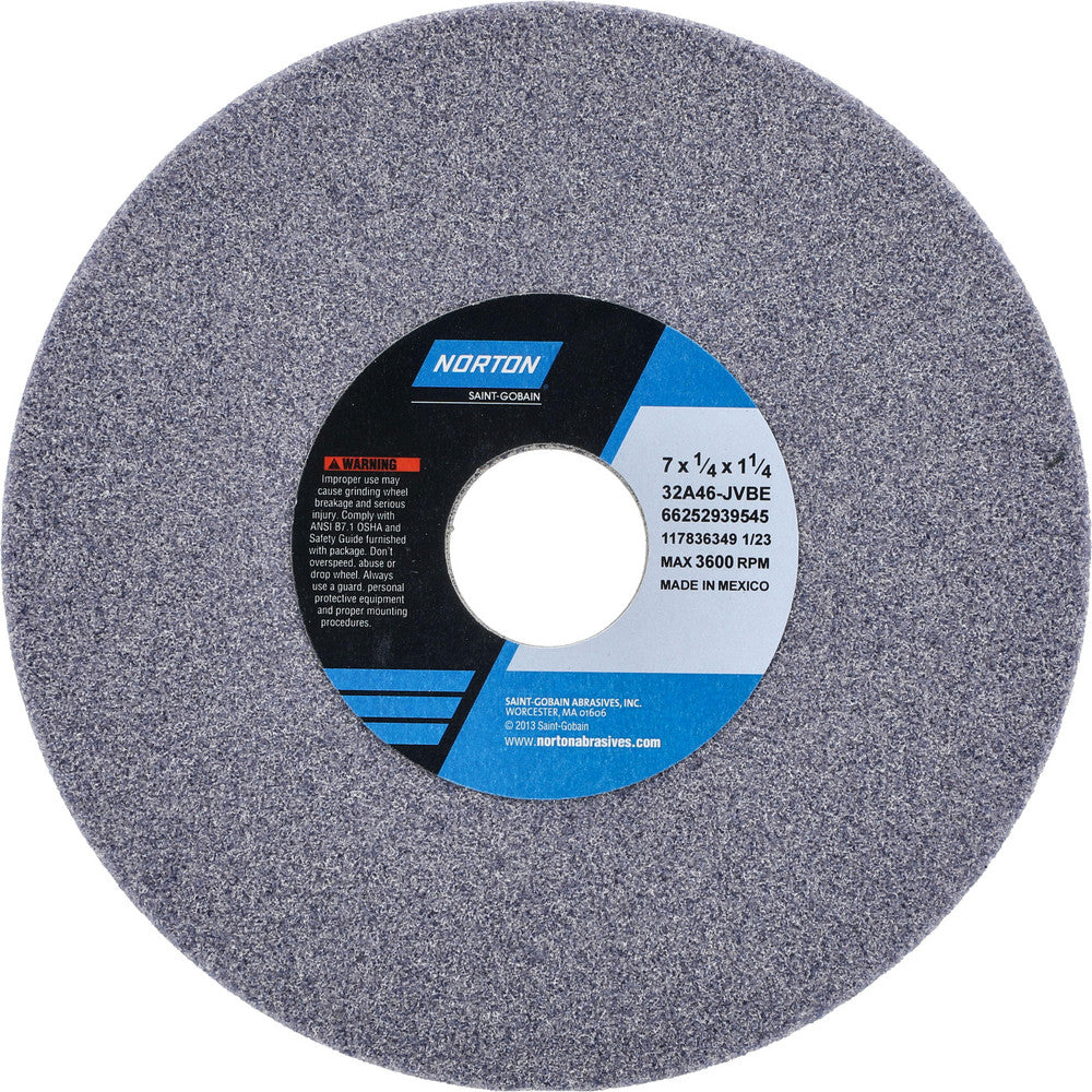 Norton 66252939545 Surface Grinding Wheel 7" Dia, 1/4" Thick, 1-1/4" Hole, 46 Grit, J Hardness