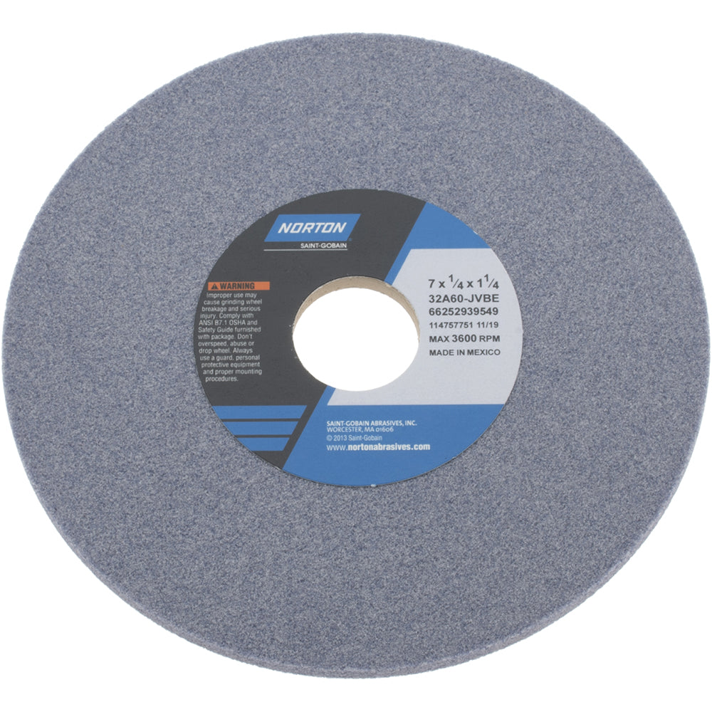 Norton 66252939549 Surface Grinding Wheel 7" Dia, 1/4" Thick, 1-1/4" Hole, 60 Grit, J Hardness