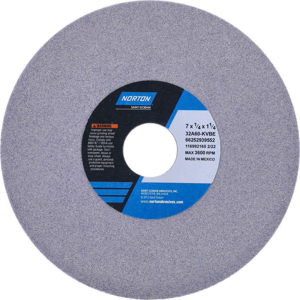 Norton 66252939552 Surface Grinding Wheel 7" Dia, 1/4" Thick, 1-1/4" Hole, 60 Grit, K Hardness