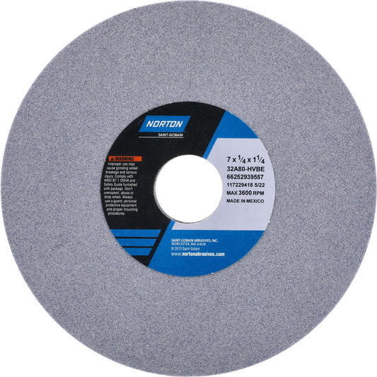 Norton 66252939557 Surface Grinding Wheel 7" Dia, 1/4" Thick, 1-1/4" Hole, 80 Grit, H Hardness