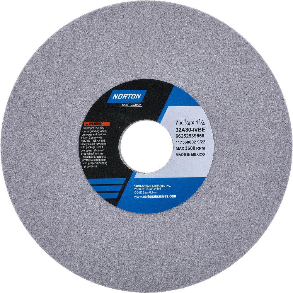 Norton 66252939658 Surface Grinding Wheel 7" Dia, 1/4" Thick, 1-1/4" Hole, 80 Grit, I Hardness