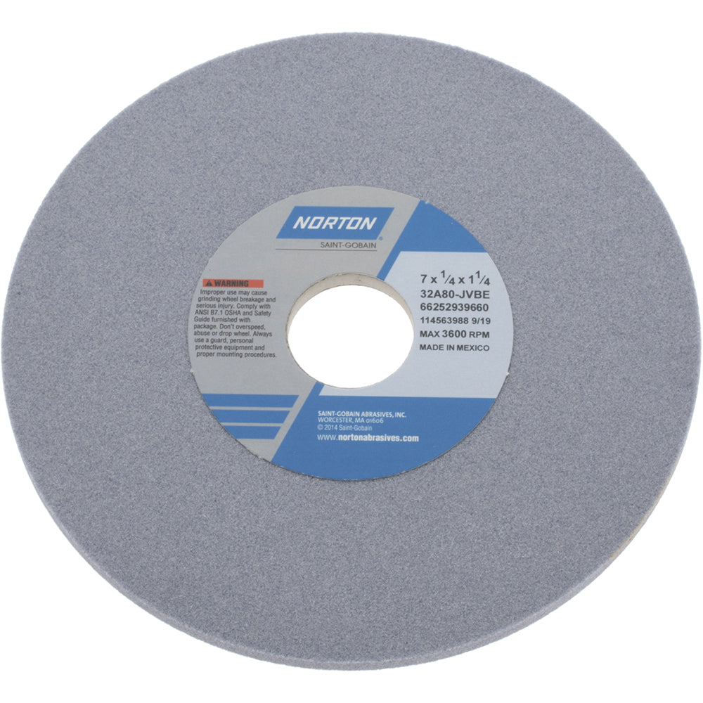Norton 66252939660 Surface Grinding Wheel 7" Dia, 1/4" Thick, 1-1/4" Hole, 80 Grit, J Hardness