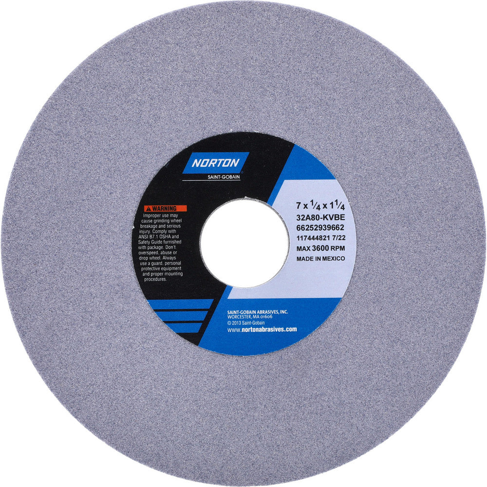 Norton 66252939662 Surface Grinding Wheel 7" Dia, 1/4" Thick, 1-1/4" Hole, 80 Grit, K Hardness