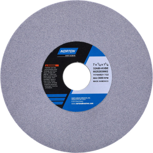 Norton 66252939662 Surface Grinding Wheel 7" Dia, 1/4" Thick, 1-1/4" Hole, 80 Grit, K Hardness