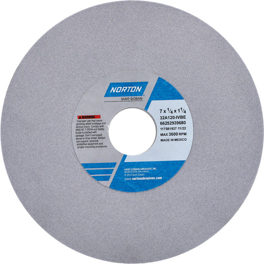 Norton 66252939680 Surface Grinding Wheel 7" Dia, 1/4" Thick, 1-1/4" Hole, 120 Grit, I Hardness
