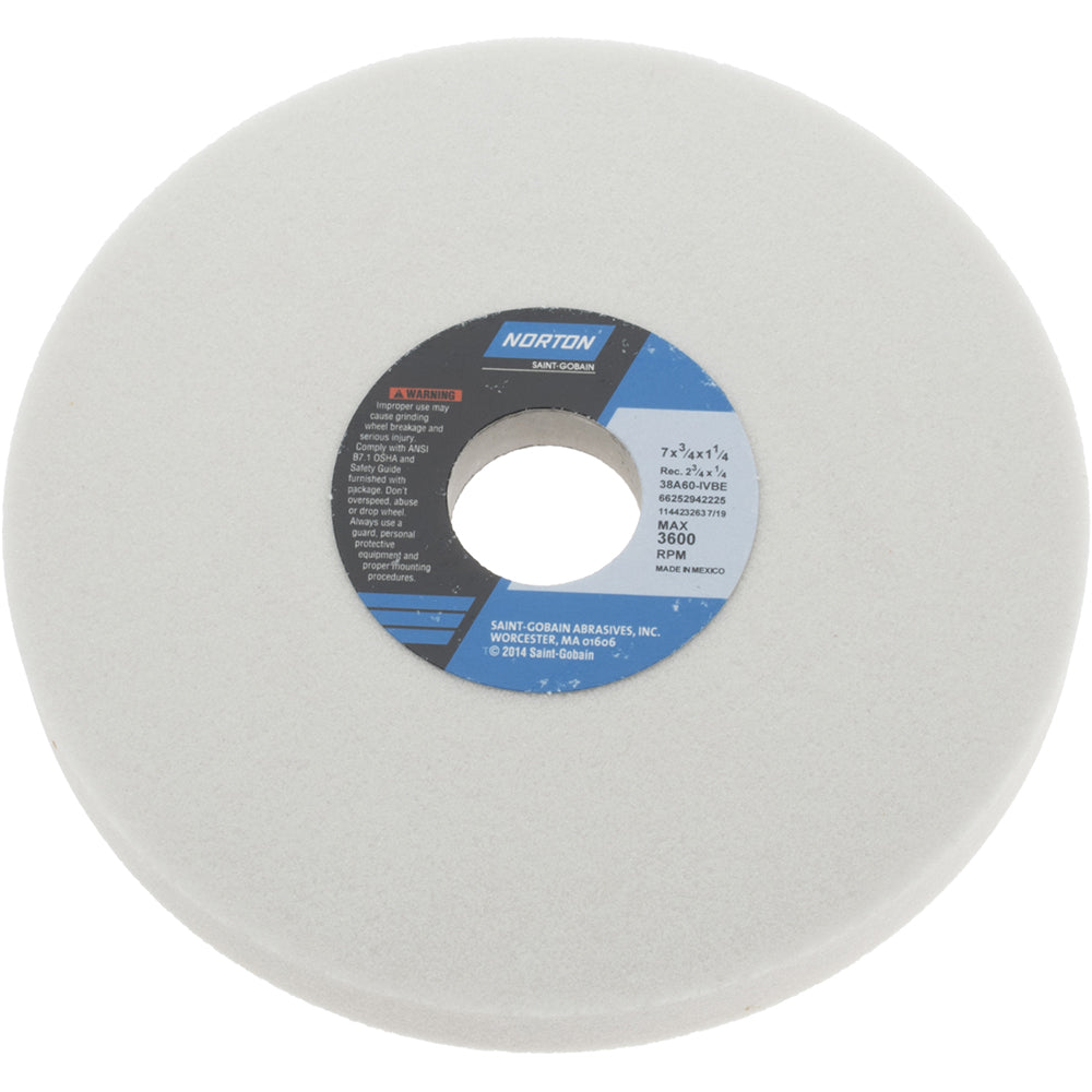 Norton 66252942225 Surface Grinding Wheel 7" Dia, 3/4" Thick, 1-1/4" Arbor, 60 Grit