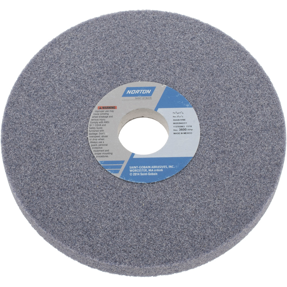 Norton 66252942211 Surface Grinding Wheel 7" Dia, 3/4" Thick, 1-1/4" Hole, 46 Grit, I Hardness