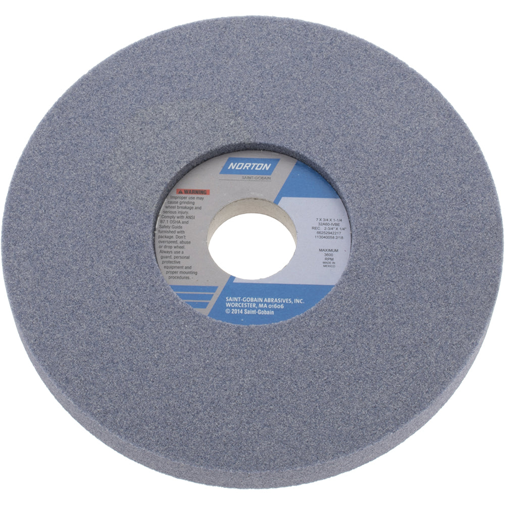 Norton 66252942217 Surface Grinding Wheel 7" Dia, 3/4" Thick, 1-1/4" Hole, 60 Grit, I Hardness