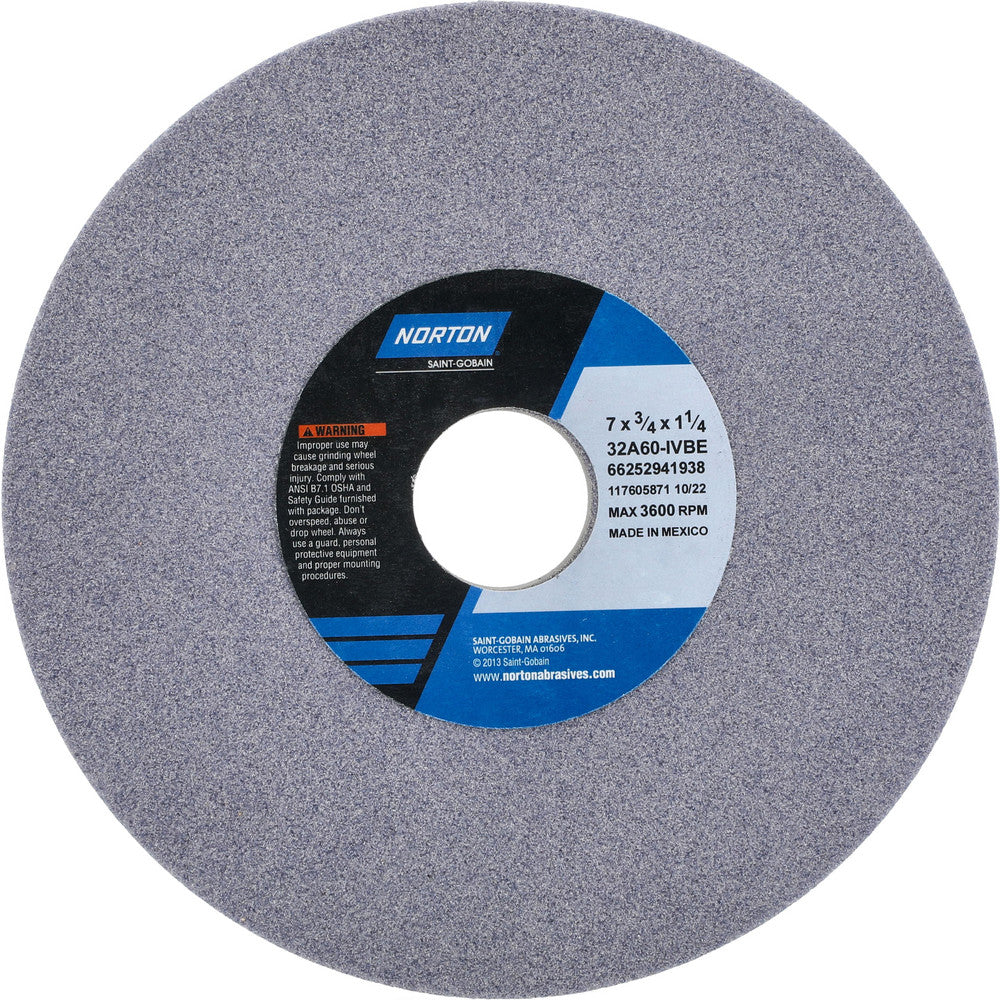 Norton 66252941938 Surface Grinding Wheel 7" Dia, 3/4" Thick, 1-1/4" Hole, 60 Grit, I Hardness
