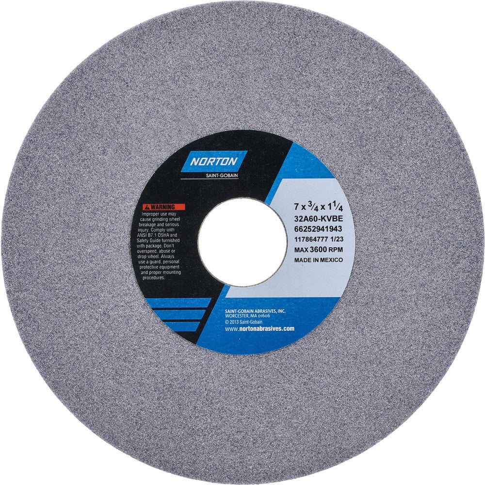 Norton 66252941943 Surface Grinding Wheel 7" Dia, 3/4" Thick, 1-1/4" Hole, 60 Grit, K Hardness