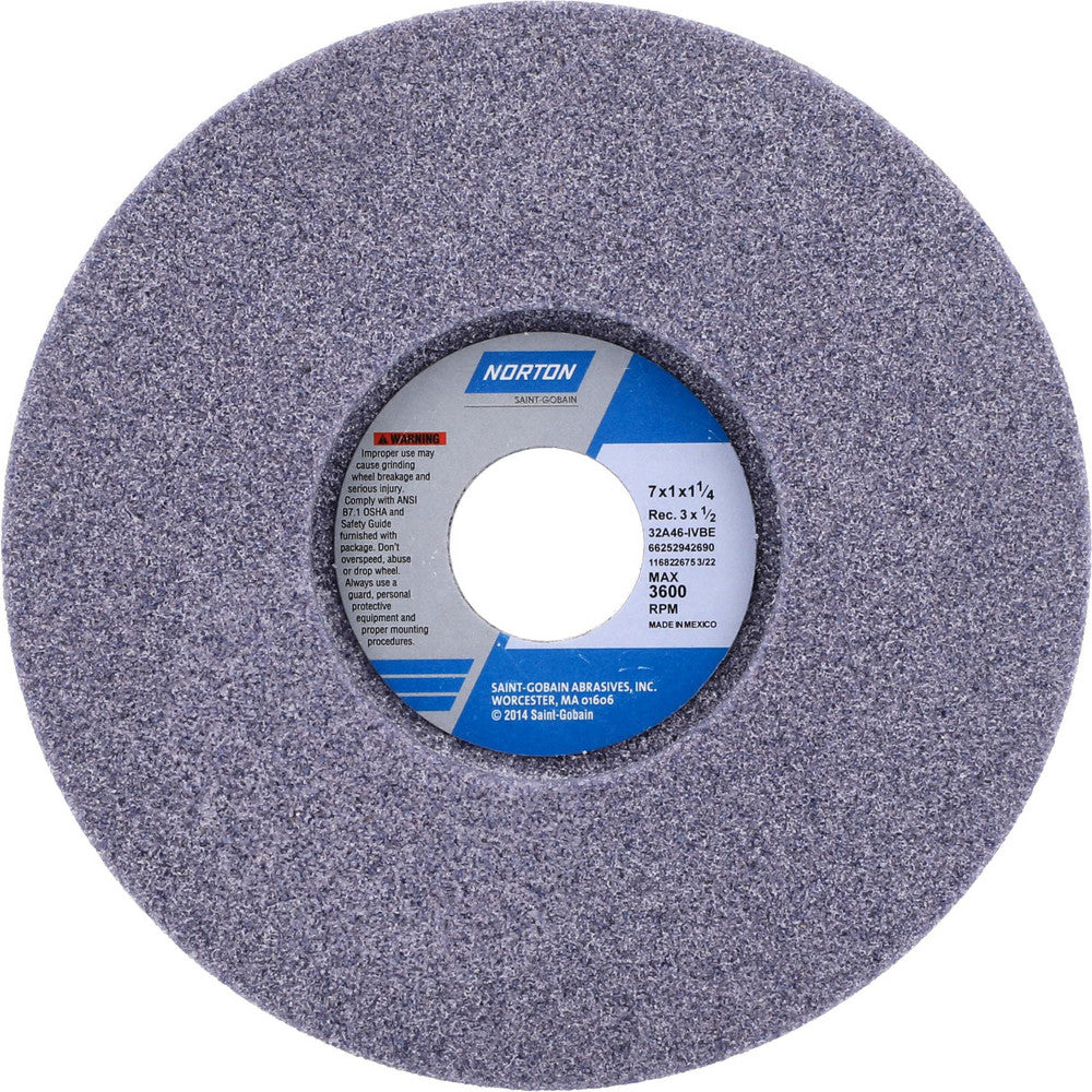 Norton 66252942690 Surface Grinding Wheel 7" Dia, 1" Thick, 1-1/4" Hole, 46 Grit, I Hardness