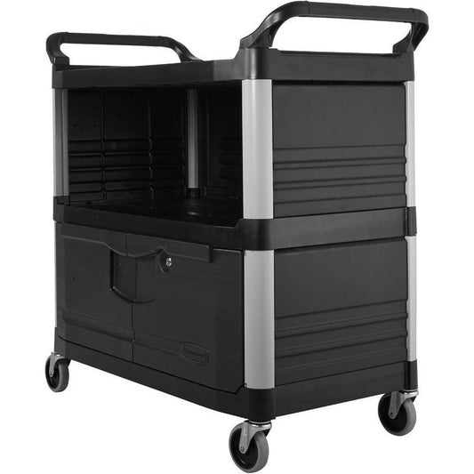 Rubbermaid FG409500BLA Equipment Cart Mobile Work Center 40-5/8" OAD, 3 Shelf