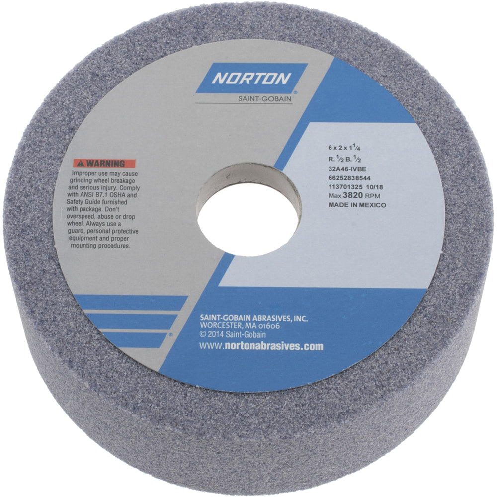 Norton 66252838544 Tool & Cutting Grinding Wheel 6" Dia, 46 Grit, I Hardness, Type 6