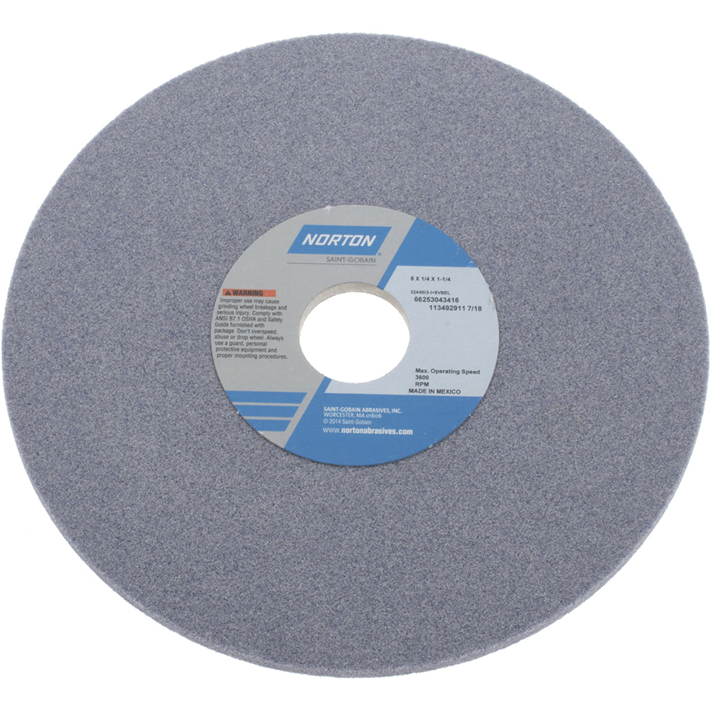 Norton 66253043416 Surface Grinding Wheel 8" Dia, 1/4" Thick, 1-1/4" Hole, 60 Grit, I Hardness