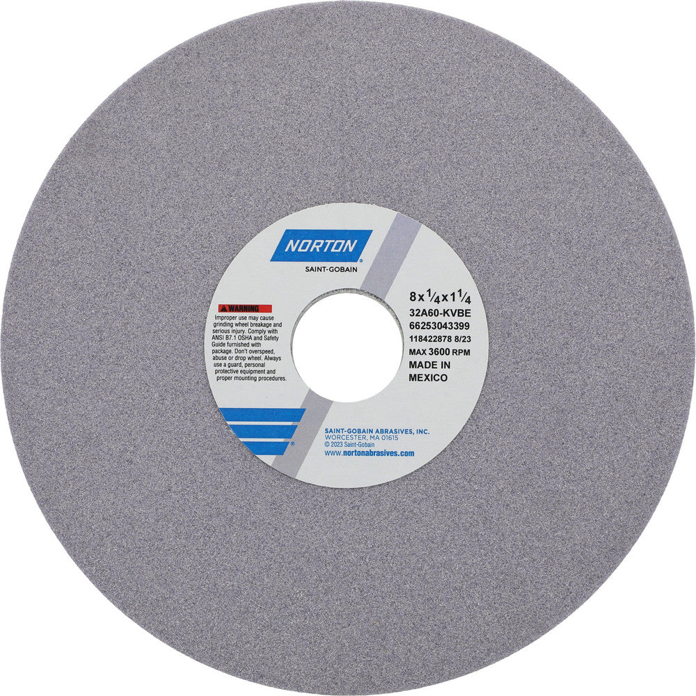 Norton 66253043399 Surface Grinding Wheel 8" Dia, 1/4" Thick, 1-1/4" Hole, 60 Grit, K Hardness