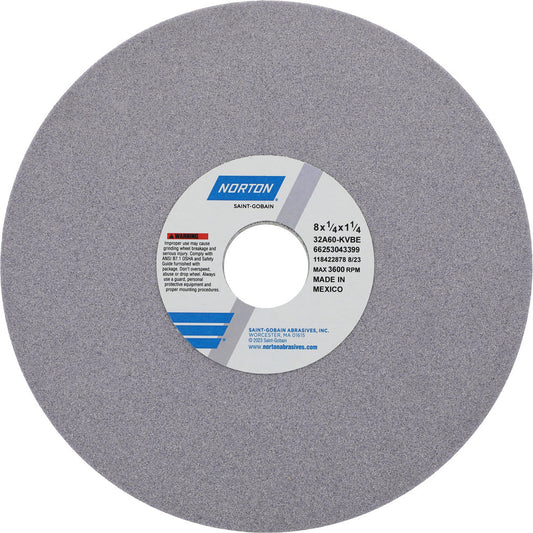 Norton 66253043399 Surface Grinding Wheel 8" Dia, 1/4" Thick, 1-1/4" Hole, 60 Grit, K Hardness