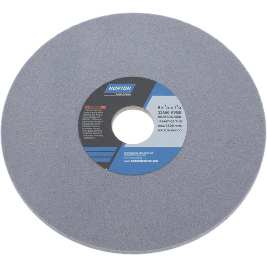 Norton 66253043458 Surface Grinding Wheel 8" Dia, 1/4" Thick, 1-1/4" Hole, 80 Grit, K Hardness