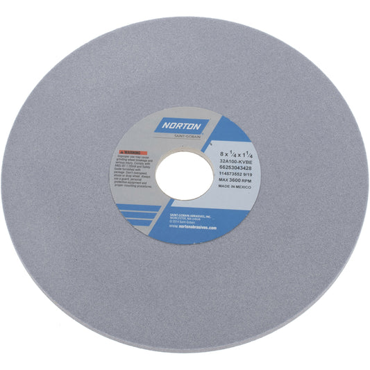 Norton 66253043428 Surface Grinding Wheel 8" Dia, 1/4" Thick, 1-1/4" Hole, 100 Grit, K Hardness