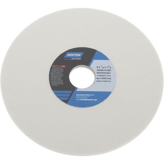 Norton 66253043461 Surface Grinding Wheel 8" Dia, 1/4" Thick, 1-1/4" Hole, 80 Grit, K Hardness