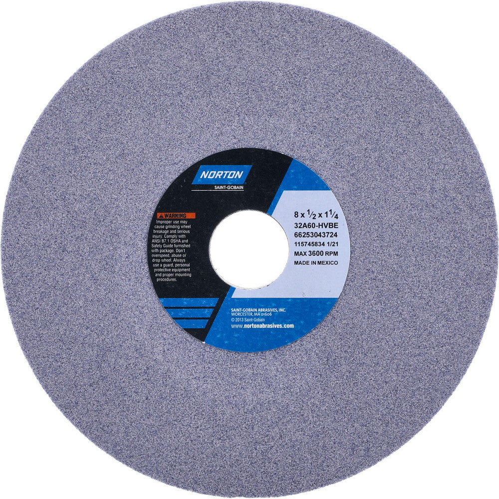 Norton 66253043724 Surface Grinding Wheel 8" Dia, 1/2" Thick, 1-1/4" Hole, 60 Grit, H Hardness