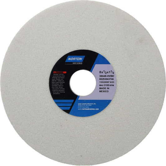 Norton 66253043746 Surface Grinding Wheel 8" Dia, 1/2" Thick, 1-1/4" Hole, 46 Grit, H Hardness