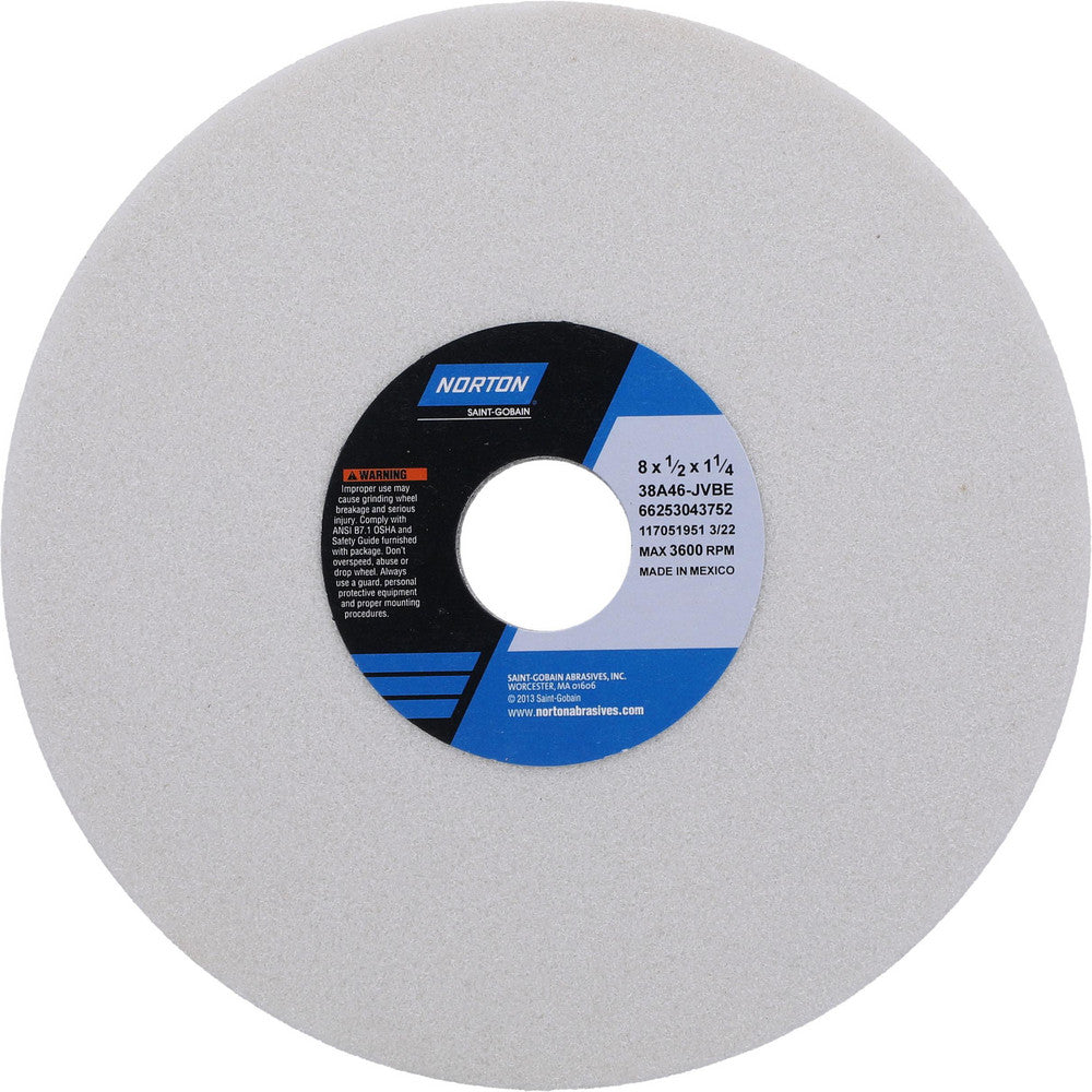 Norton 66253043752 Surface Grinding Wheel 8" Dia, 1/2" Thick, 1-1/4" Hole, 46 Grit, J Hardness