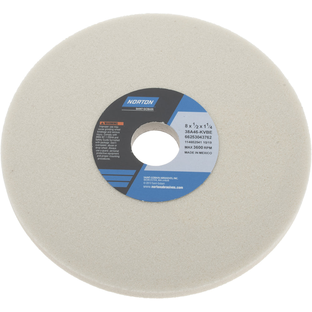 Norton 66253043762 Surface Grinding Wheel 8" Dia, 1/2" Thick, 1-1/4" Hole, 46 Grit, K Hardness