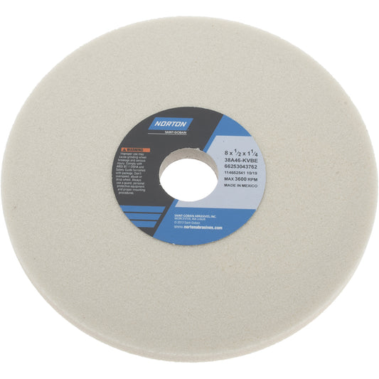 Norton 66253043762 Surface Grinding Wheel 8" Dia, 1/2" Thick, 1-1/4" Hole, 46 Grit, K Hardness