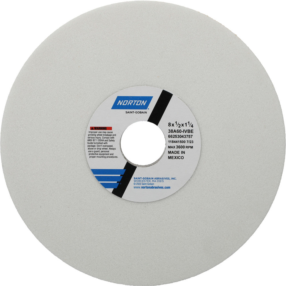 Norton 66253043757 Surface Grinding Wheel 8" Dia, 1/2" Thick, 1-1/4" Hole, 60 Grit, I Hardness
